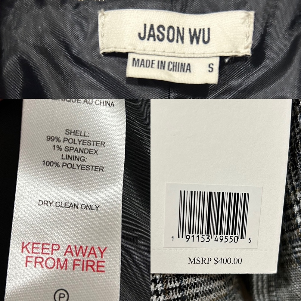 Jason Wu Sequined Double Breasted Blazer Gray Plaid Small NEW - Picture 8 of 16